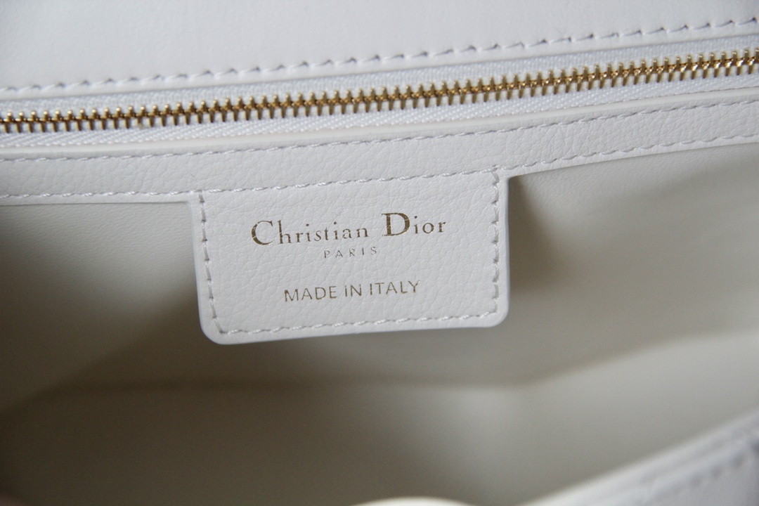 Small Dior Caro Bag White Supple Cannage Calfskin